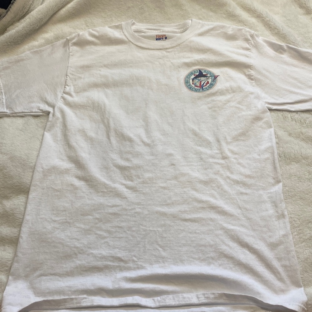 Hanes yacht club shirt, white, size M